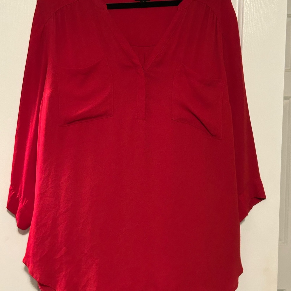 Torrid Red 3/4 Sleeve Relaxed Blouse